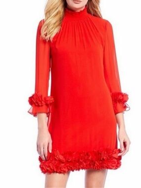 Alex Marie Bright Red Ruffle-Trim Amelia Women’s Dress